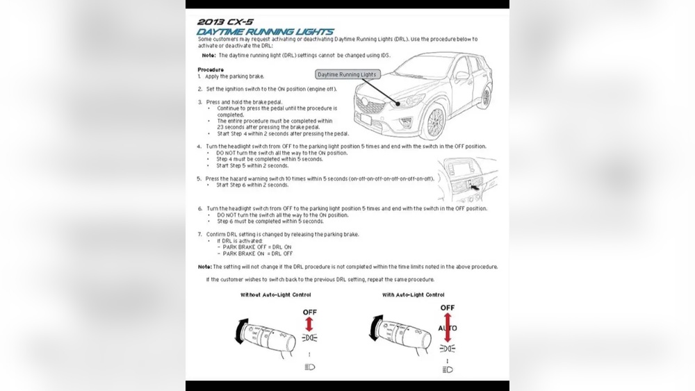 How To Turn Off Daytime Running Lights Mazda Cx 5